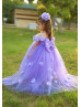 Lavender 3D Flowers Tulle Corset Back Flower Girl Dress